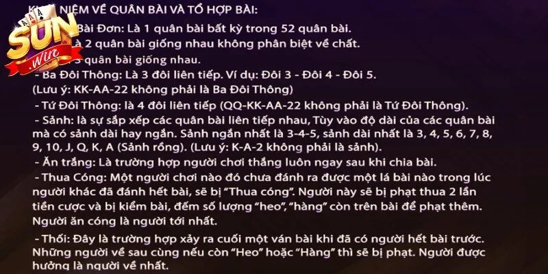 Tiến Lên Đếm Lá Sunwin - Luật Chơi Và Chiến Thuật Hiệu Quả 11 Sunwin Các bộ bài hợp lệ trong trò chơi tiến lên đếm lá Sunwin